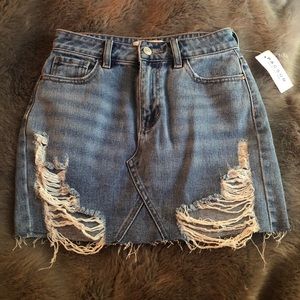 Destroyed Denim Skirt